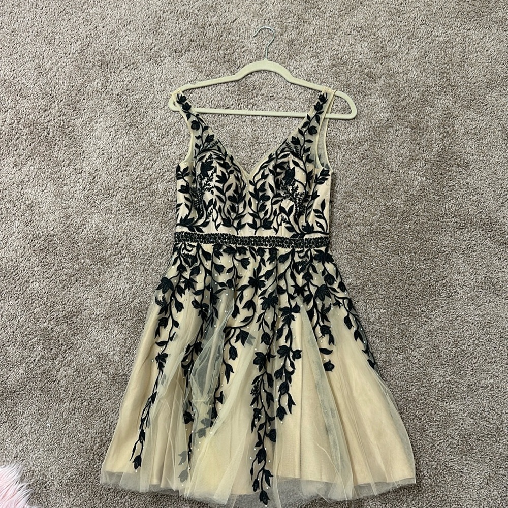 Tan And Black Homecoming Dress